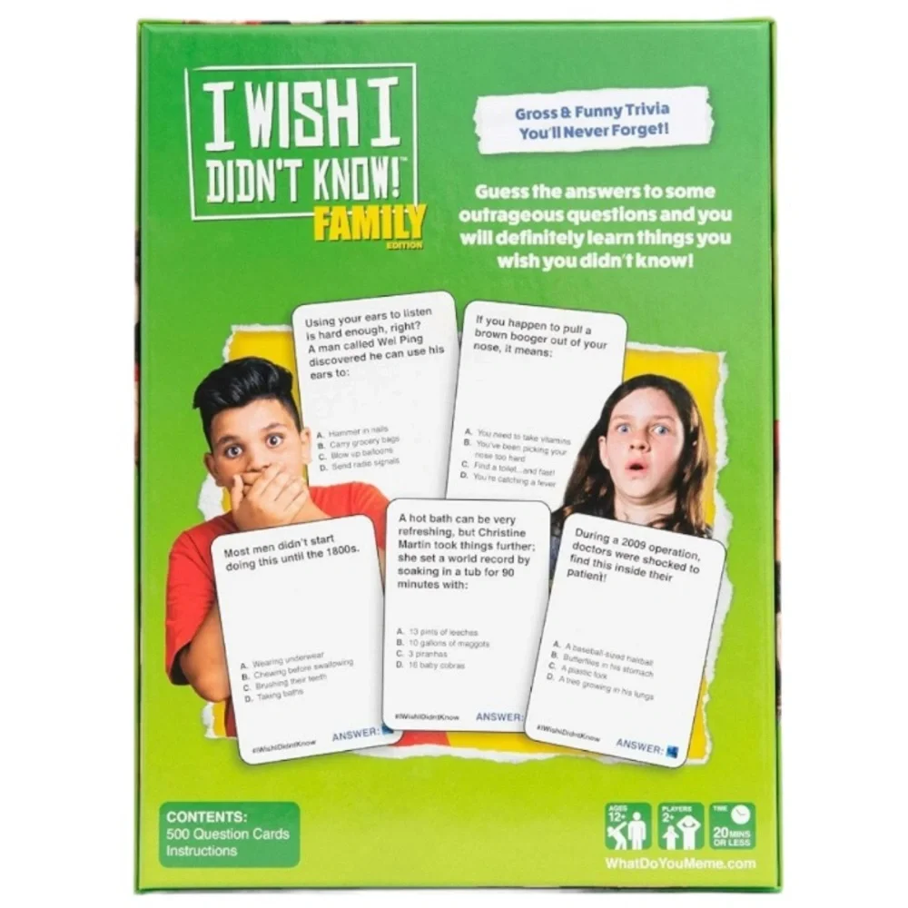 I Wish I Didn’t Know! Family Edition Silly Gross Trivia Game by What Do You Meme
